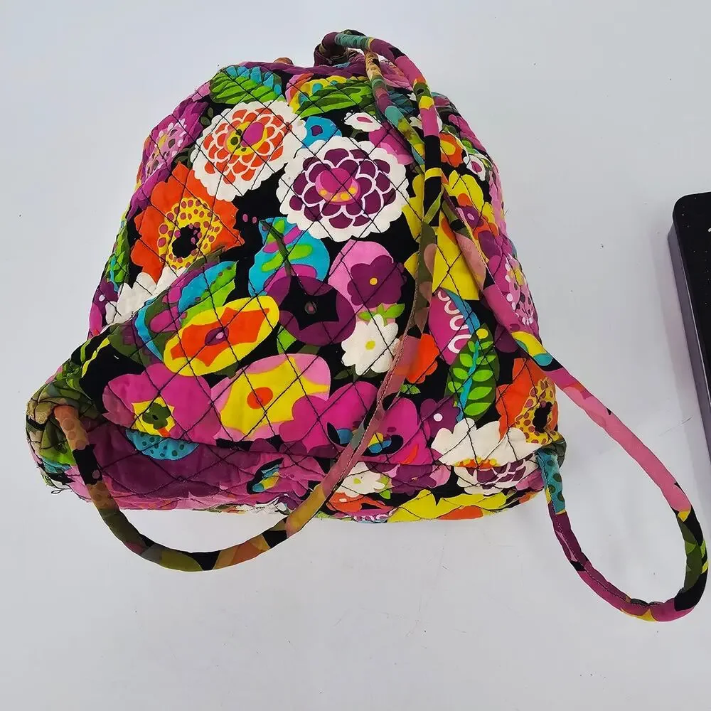 Vera Bradley Multicolor Floral Bucket Backpack Retired Cotton Quilted Boho